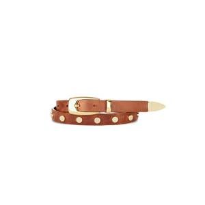 NEW BRAVE LEATHER wanamaker leather belt in brandy/gold